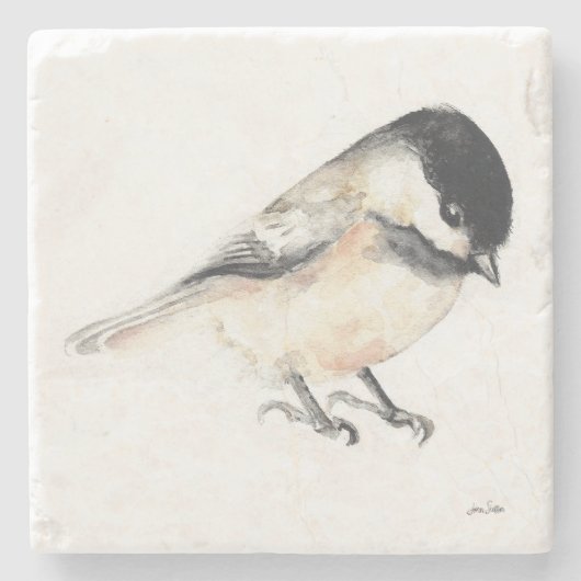 Chickadee Watercolor Art Steinuntersetzer (Vorderseite)