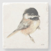 Chickadee Watercolor Art Steinuntersetzer (Vorderseite)