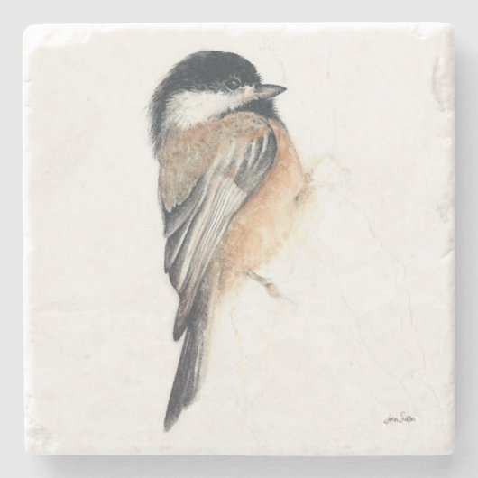 Chickadee Watercolor Art Steinuntersetzer (Vorderseite)
