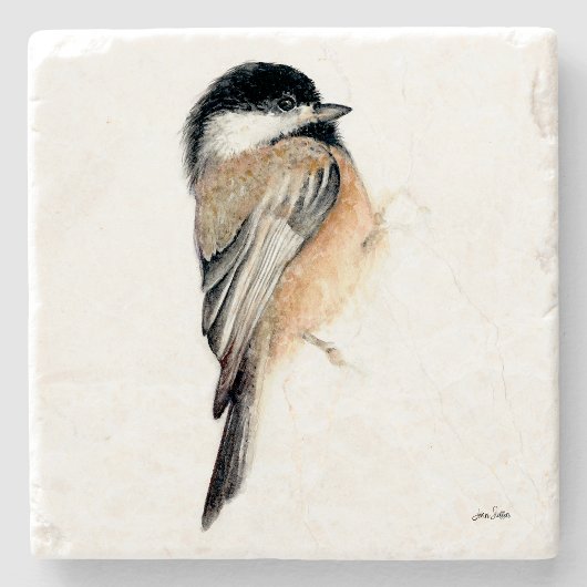 Chickadee Watercolor Art Steinuntersetzer
