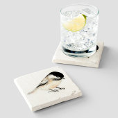 Chickadee Watercolor Art Steinuntersetzer