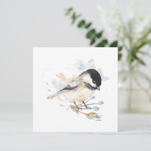 Chickadee Watercolor Bird Art (Stehend Vorderseite)