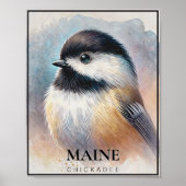 Chickadee Watercolor Bird Art Maine Poster (Vorne)
