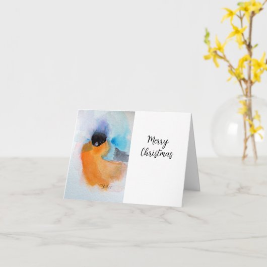 Chickadee Watercolor Kunst - Falte Weinkarte Karte (Gelbe Blume)