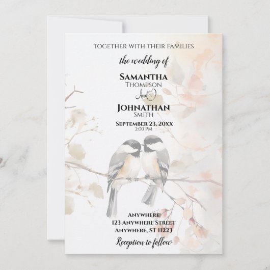 Chickadee Wedding Einladung (Vorderseite)