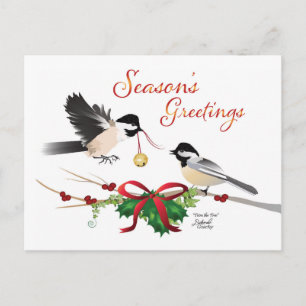 Chickadee Weihnachts-Flachbild-Postkarte Postkarte