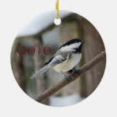 Chickadee Weihnachtsdekoration Keramik Ornament (Hinten)