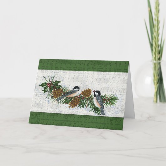 Chickadee Weihnachtskarte Feiertagskarte (Vorderseite)