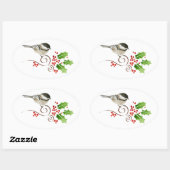 Chickadee Weihnachtskleber-Siegel Ovaler Aufkleber (Blatt)