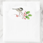 Chickadee Weihnachtskleber-Siegel Ovaler Aufkleber (Tasche)