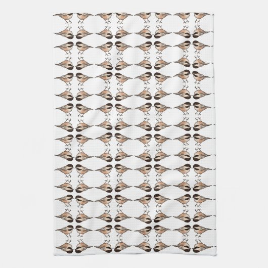 Chickadee White Geometric Kitchtuch Geschirrtuch (Vertikal)