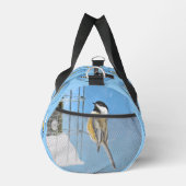 Chickadee Winter Feeder Malerei Original Vogelkuns Duffle Bag (Rechts)