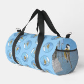 Chickadee Winter Feeder Malerei Original Vogelkuns Duffle Bag (Rechte Ecke)