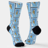 Chickadee Winter Feeder Malerei Original Vogelkuns Socken (Gewinkelt)