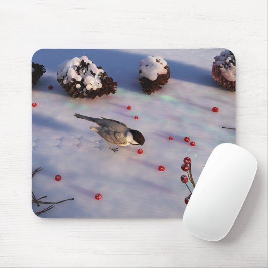 Chickadee Winter Mousepad (Mit Mouse)