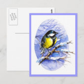 Chickadee Winter Postcard. Postkarte (Vorne/Hinten)