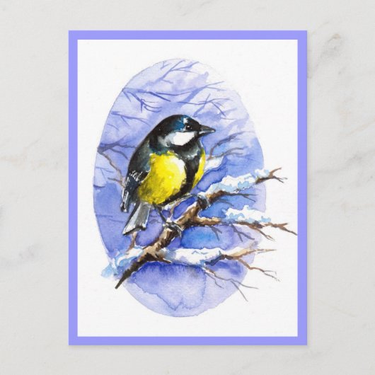 Chickadee Winter Postcard. Postkarte (Vorderseite)