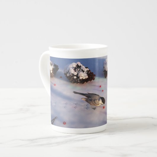 Chickadee Winter Tasse (Vorderseite Links)