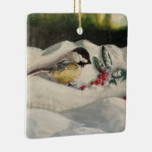 Chickadee zum Winterschnee mit MistleToe Keramikornament (Rechts)