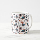Chickadees Berries Blume Rosa Blauer Rost Kaffeetasse (VorderseiteRechts)