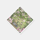 Chickadees Blume Viktorianisch Bauernhof Serviette (Ecke)
