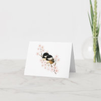 Chickadees Cherry Blossom Blank Grußkarte