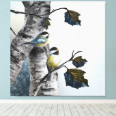 Chickadees [Design 2] 40" x 40" Leinwanddruck (Insitu (Holzboden))