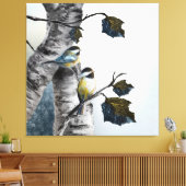 Chickadees [Design 2] 40" x 40" Leinwanddruck (Insitu (Wohnzimmer))