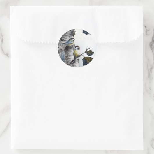 "Chickadees" [Design 2] Small  Runder Aufkleber (Tasche)