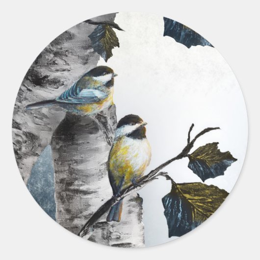 "Chickadees" [Design 2] Small  Runder Aufkleber (Vorderseite)