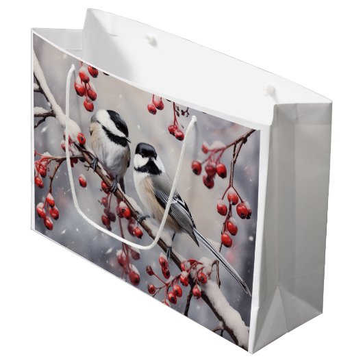 Chickadees Große Geschenktüte (Vorderseite Schrägansicht)