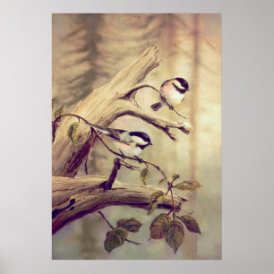 CHICKADEES - Leinwand-Druck Poster