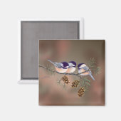 CHICKADEES & PINECONES VON SHARON SHARPE MAGNET (Vorderseite/Rückseite)