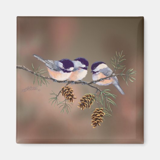 CHICKADEES & PINECONES VON SHARON SHARPE MAGNET (Vorne)