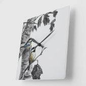 Chickadees Quadratische Wanduhr (Winkel)