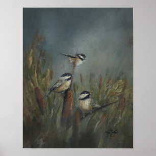 Chickadees Teich Poster