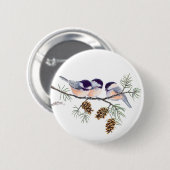 CHICKADEES u. PINECONES durch SHARON SHARPE Button (Vorne & Hinten)