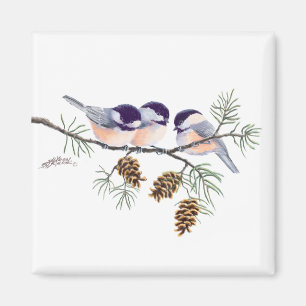 CHICKADEES u. PINECONES durch SHARON SHARPE Magnet