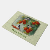 Chickadees und Apfelbaum grün Fußmatte (Schrägansicht)