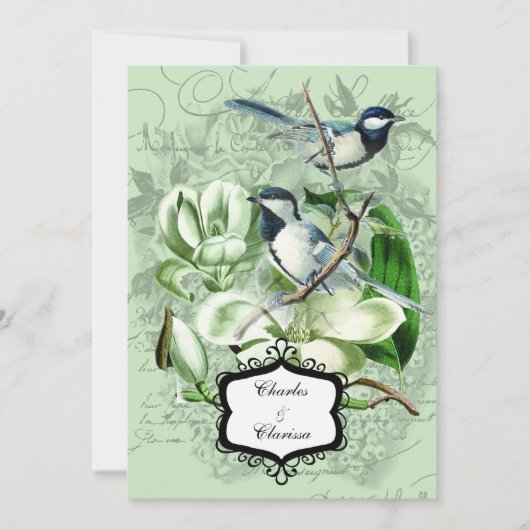 Chickadees und Magnolias 12x18 Wedding Einladung (Vorderseite)