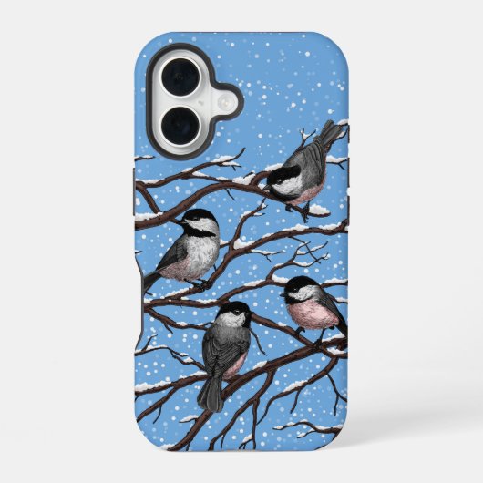 Chickadei im Winter iPhone 16 Hülle (Rückseite)