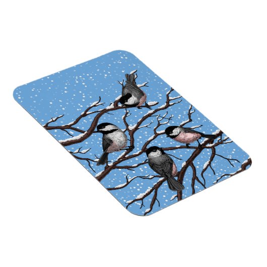 Chickadei im Winter Magnet (Rechte Seite)