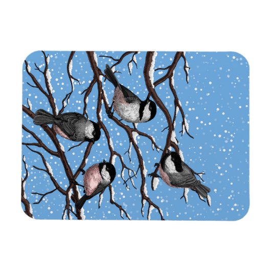 Chickadei im Winter Magnet (Horizontal)