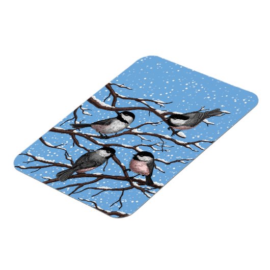 Chickadei im Winter Magnet (Linke Seite)