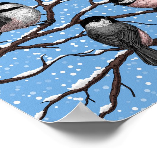 Chickadei im Winter Poster (Ecke)