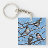 Chickadei im Winter Schlüsselanhänger (Vorderseite)