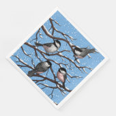 Chickadei im Winter Serviette (Ecke)