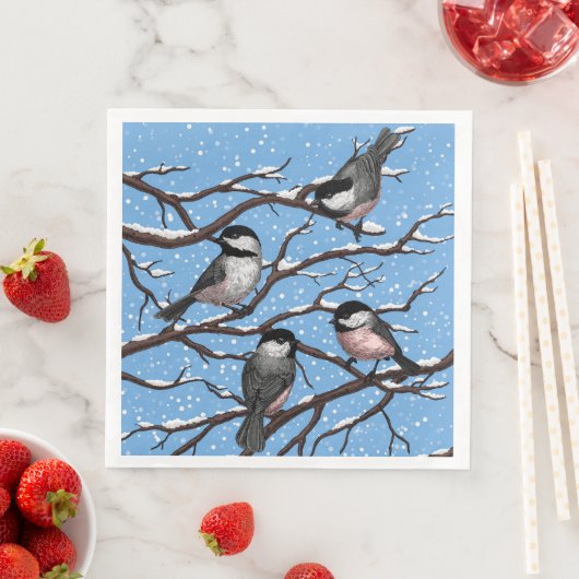 Chickadei im Winter Serviette (Beispiel)