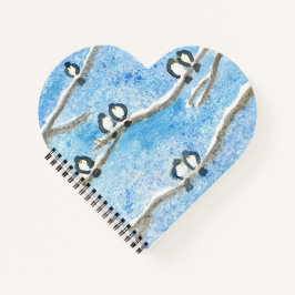 Chickaden an Baumzweigen im Winterschnee Notebo Notizblock