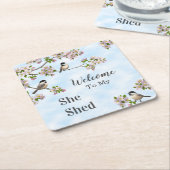 Chickaden & Apple Blüten personalisieren Rechteckiger Pappuntersetzer (angewinkelt)